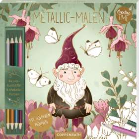 Metallic-Malen Gartenmotive. Buch und Stifte