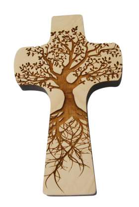 Wandkreuz "Lebensbaum" aus Zirbenholz. Ca. 15 x 9 x 1,3 cm
