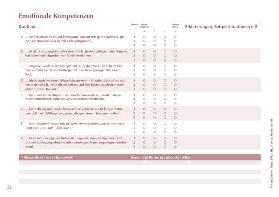 MotorikPlus Ü3 [10 Bögen]. Beobachtung motorischer, sensorischer, emotionaler, sozialer und kognitiver Kompetenzen von Kindern im Alltag von Kindertageseinrichtungen. Version für Kinder im Alter von 3;0 bis 6;11 Jahren. 10 Beobachtungsbögen